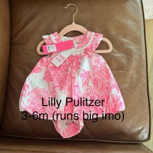 NWT Lilly Pulitzer Pink and White Diaper Cover Set